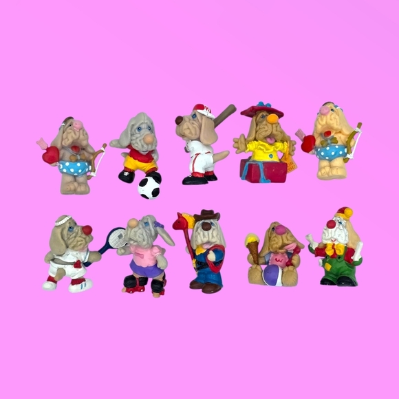 Vintage 1985 Ganz Wrinkles Dog Toy Figures Set - Picture 1 of 13